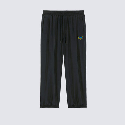 NYLON LOTUS TRACK PANTS - BLACK