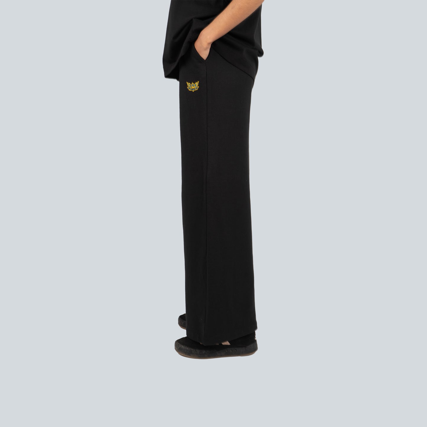 WOMENS WIDE LEG SWEATPANTS - BLACK